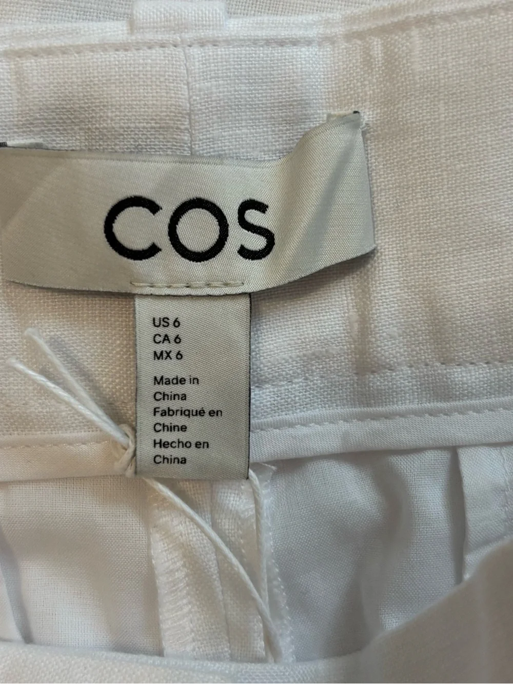 COS Tailored Linen Barrel Leg Pants in White Size 6. NWT